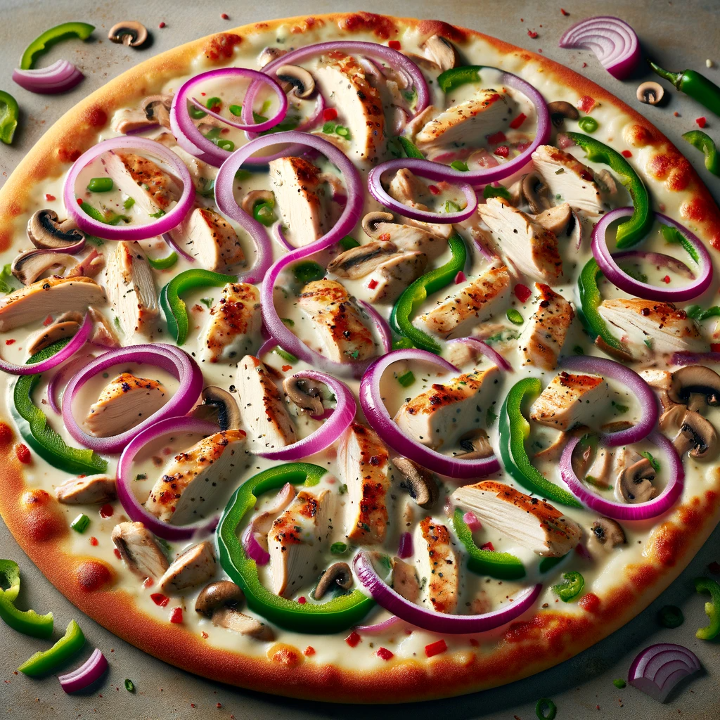 #5. Alfredo Chicken Pizza - Halal