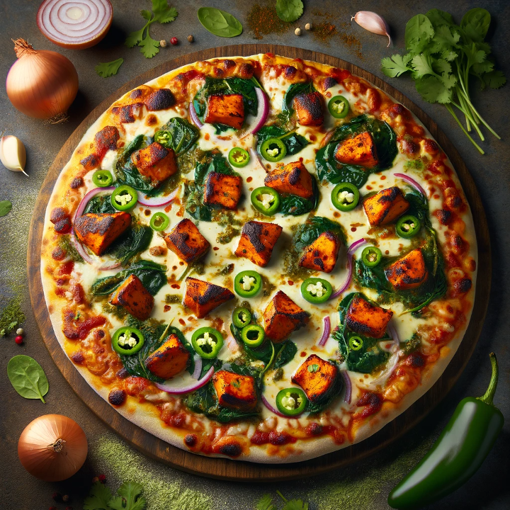#1. Tandoori Chicken (Spinach) Pizza Halal