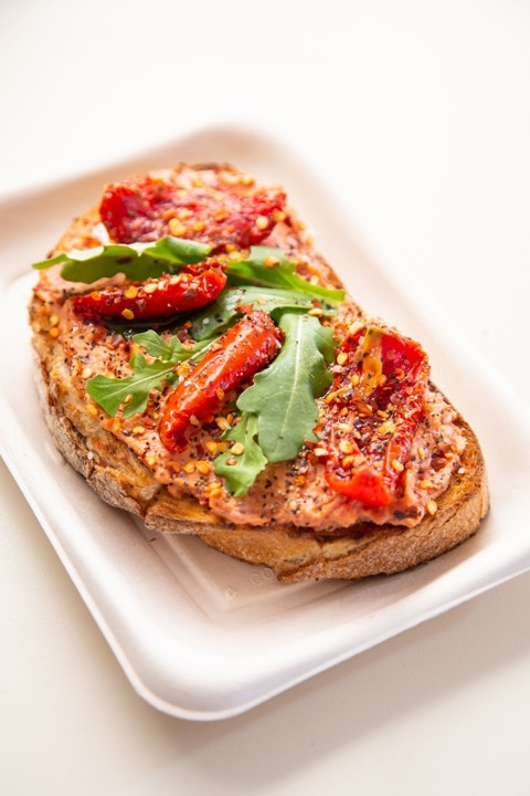 Roasted Tomato Hummus on Levain Pullman