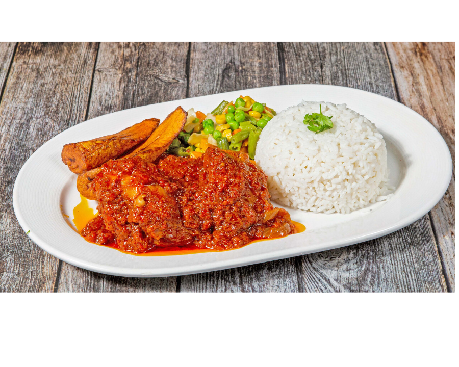 Chicken with Rice & Vegetables (White or Jollof)