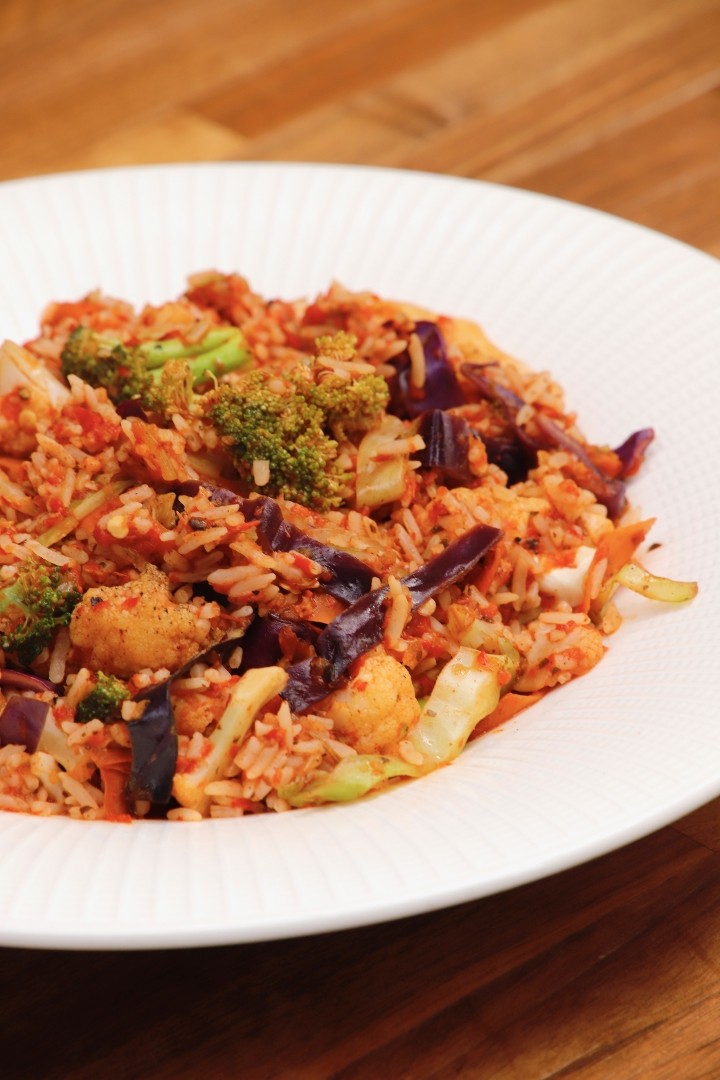 Rice Bowl with Roasted Red Pepper Sauce