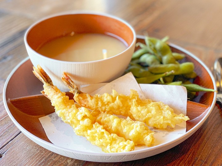 Kids/Shrimp Tempura (3pcs), Edamame, Miso Soup