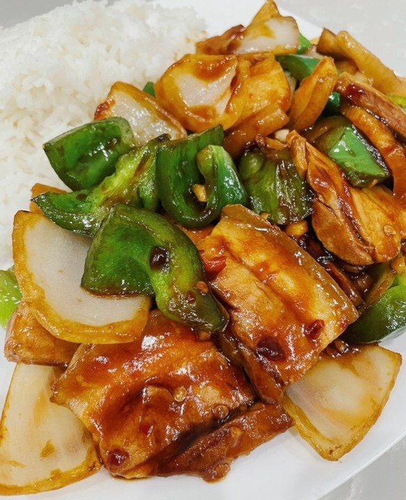 (Pork Belly/Beef/Chicken/Shrimp) Hot Peppers Over Rice 时椒饭