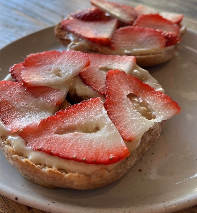 Strawberries + Cashew Cream Bagel