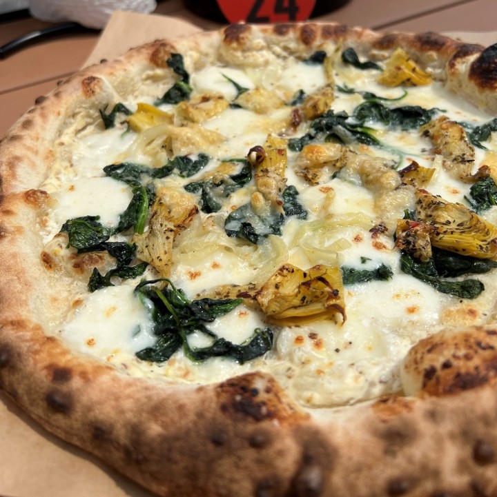 Spinach, Artichoke + Ricotta White Pizza
