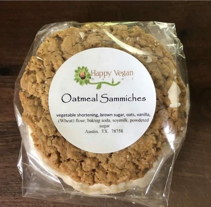 Vegan Creme-Stuffed Oatmeal Cookie Sandwich
