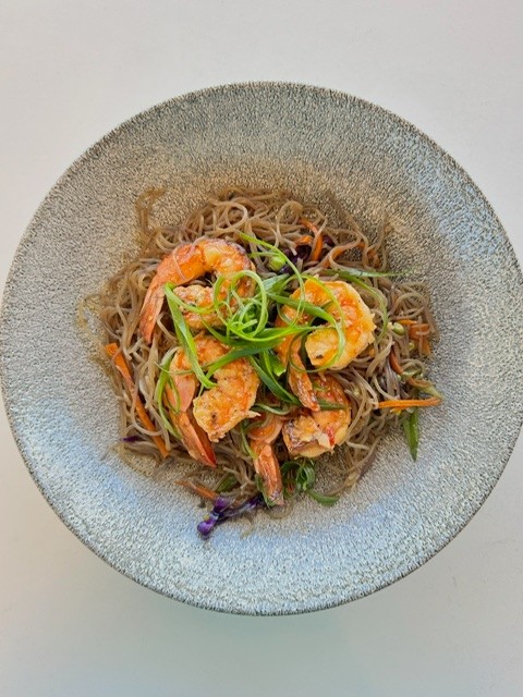 honey garlic shrimp rice noodles