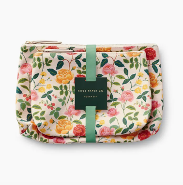roses zippered pouch set (2 pack)