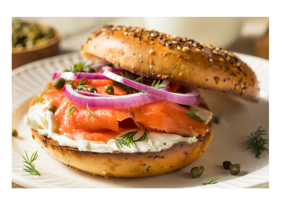 Bagel with Cream Cheese, Wild Smoked Salmon, Red Onion & Capers