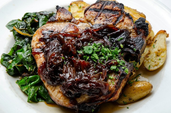 Grilled niman ranch pork chop