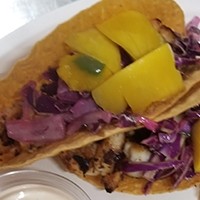 Mango Salsa Pork Taco PLATE GETS THREE TACOS