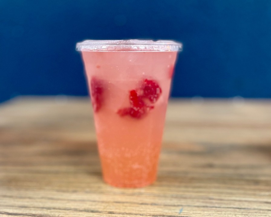 Lychee soda w/fresh raspberry