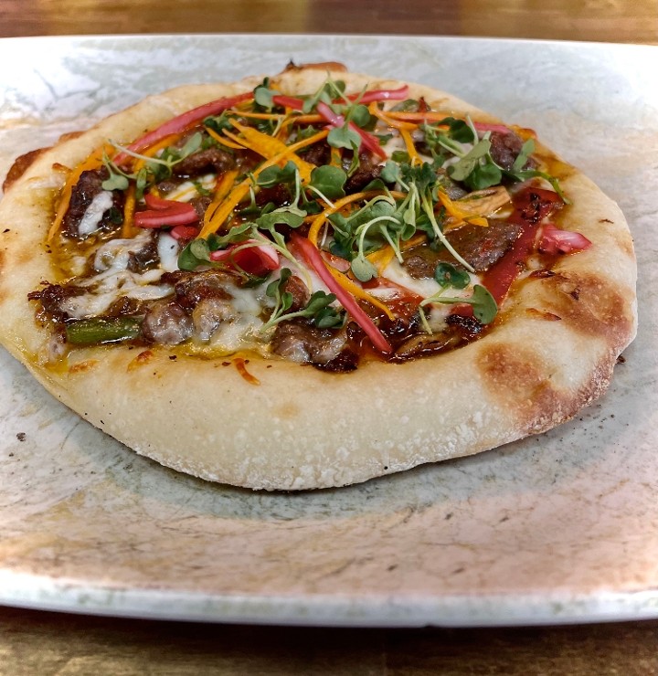 Spicy beef pizza