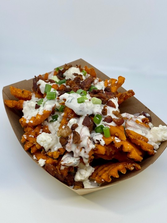 Loaded Sweet Potato Waffle Fries