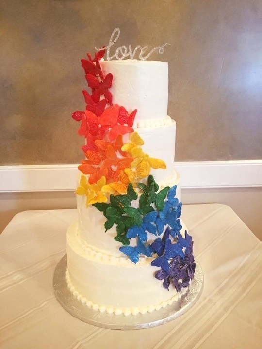 Rainbow Butterfly Wedding Cake
