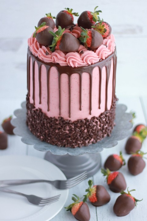 Chocolate Dipped Strawberry Cake