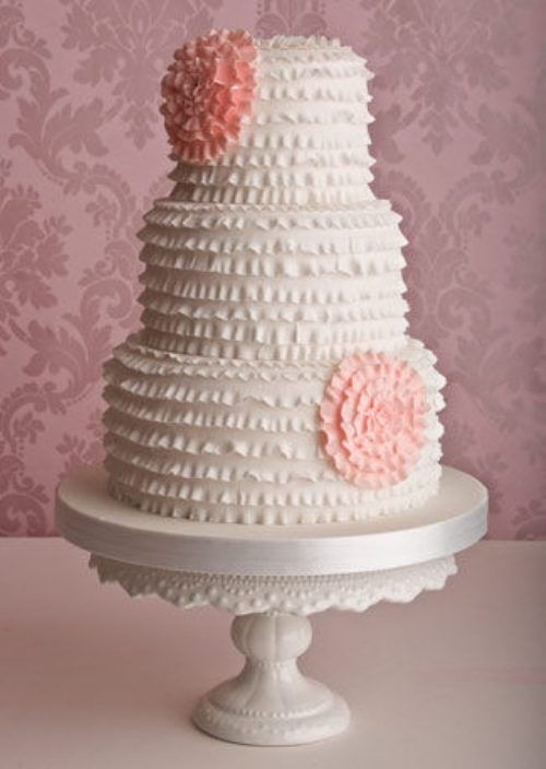 White Ruffle Wedding Cake