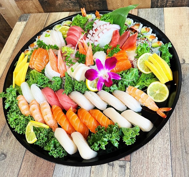Tray D (Sushi+ Sashimi +3 Rolls ) (74 pcs )