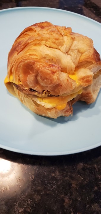 Croissant Breakfast Sandwich - Sausage Egg and Cheese