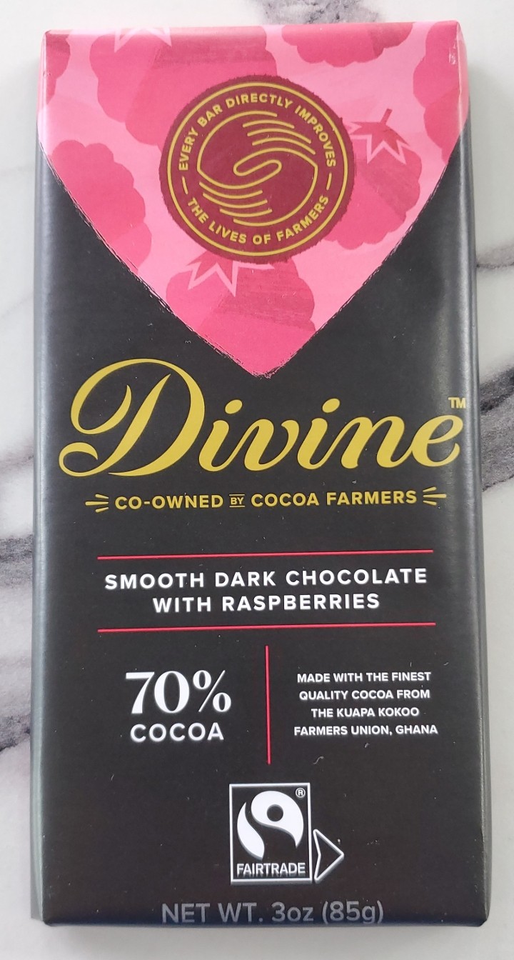 Divine Dark Choco /w Raspberries Bar