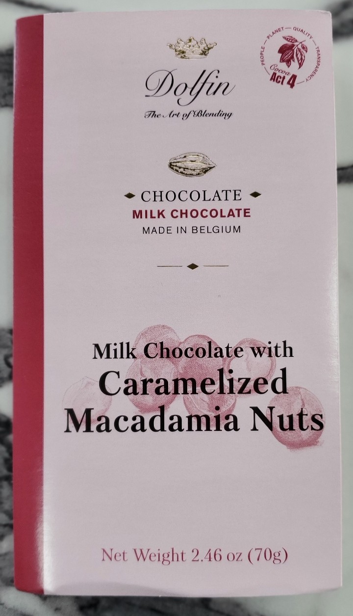 Dolfin Milk Chocolate with Caramelized Macadamia