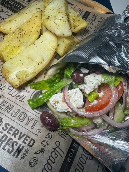 Greek salad gyro sandwich