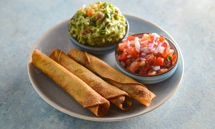 Shredded Beef Taquitos w Salsa and Guac