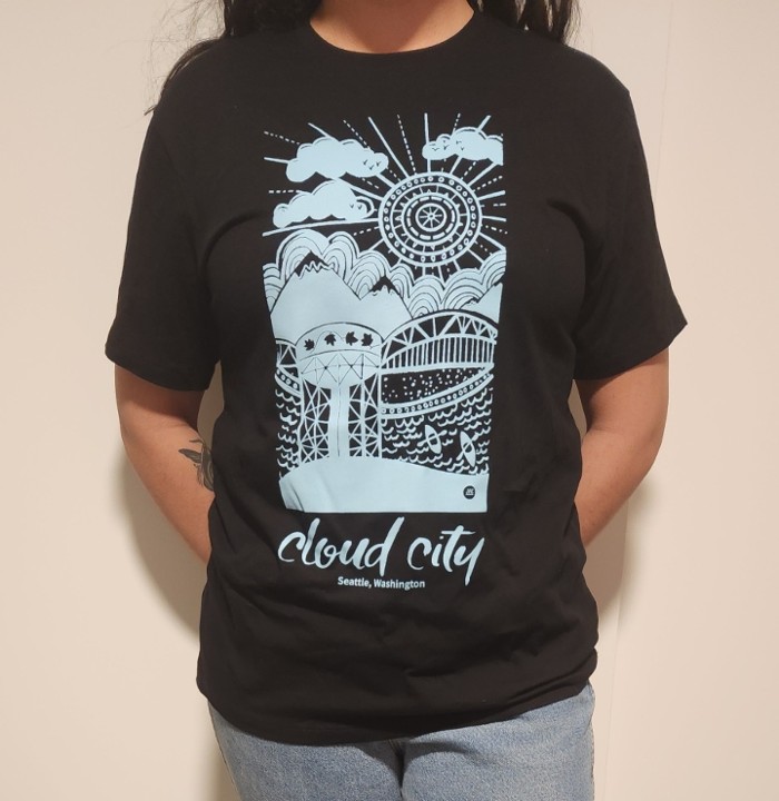 Cloud City T-shirt (black with blue ink)