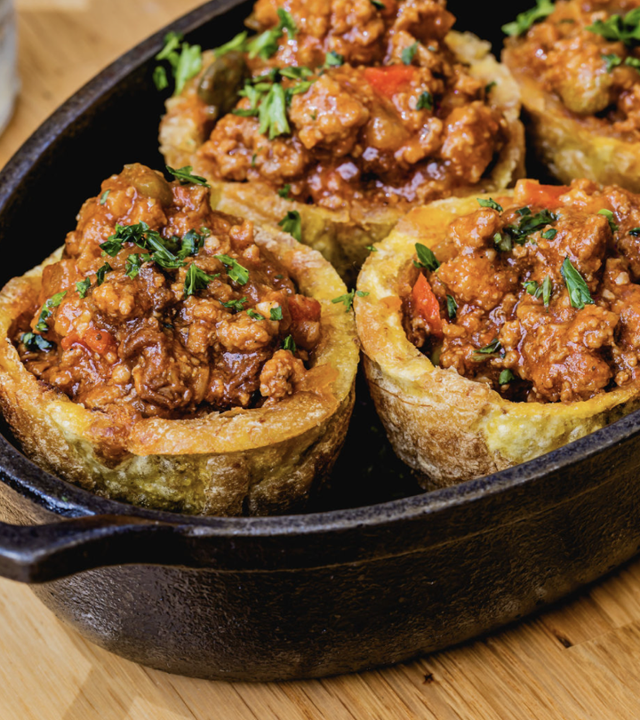 GREEN PLANTAIN PICADILLO CUPS/ TOSTONES RELLENOS PICADILLO HAB