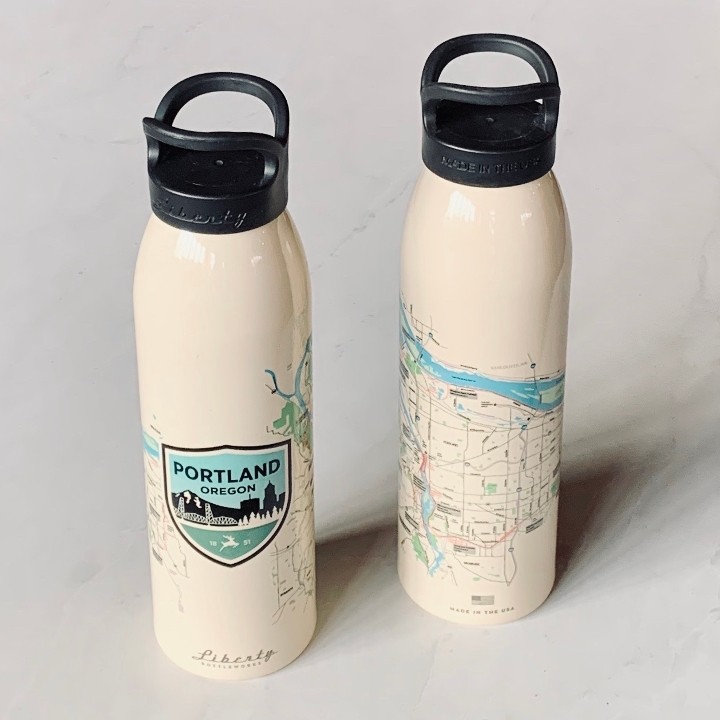 24oz Portland Map Water Bottle