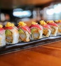 Tuna Lover Roll (tuna avocado on top, shrimp tempura inside)