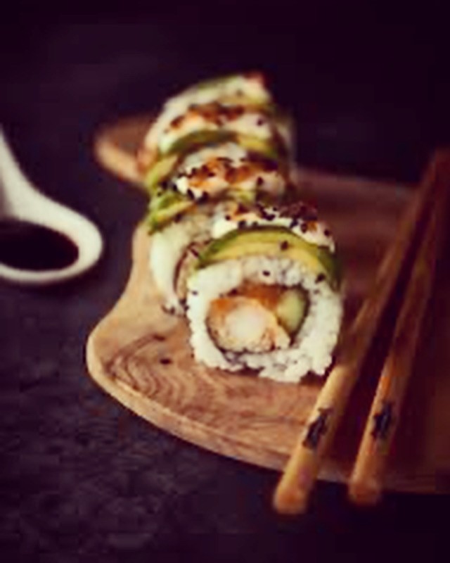 Manhattan Roll (eel avocado on top, shrimp tempura inside)