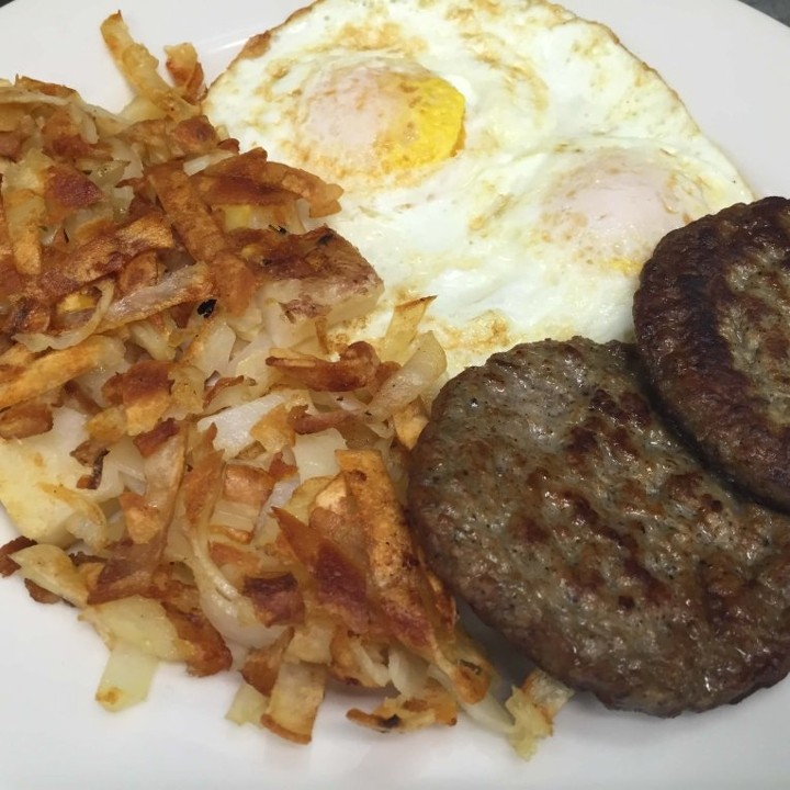 Two Egg Breakfast with Pork Sausage Patties
