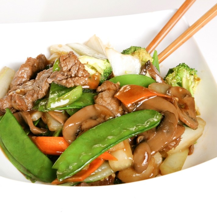 BEEF WITH SNOW PEAS & MUSHROOMS 白菜牛