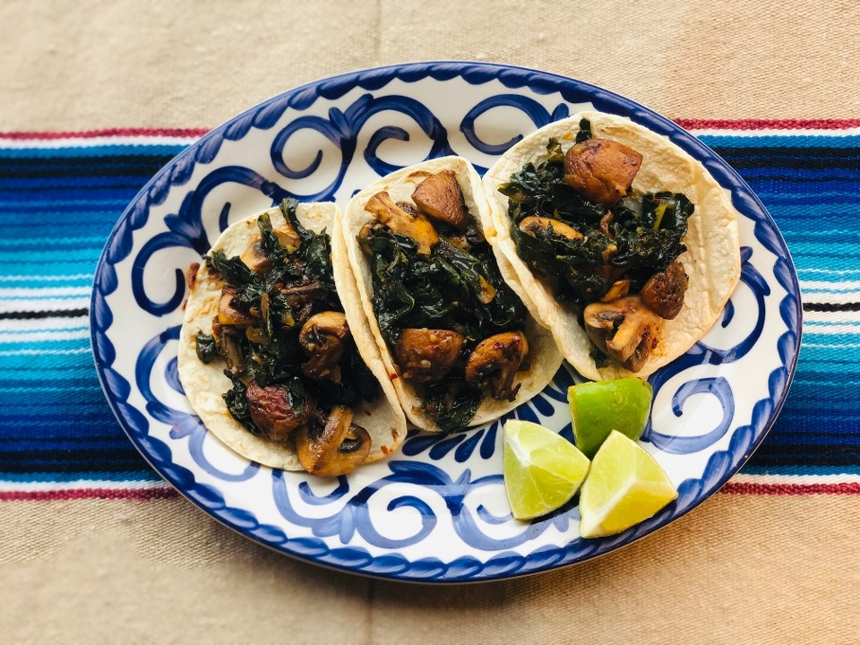 Vegan Spicy Kale & Mushroom Tacos