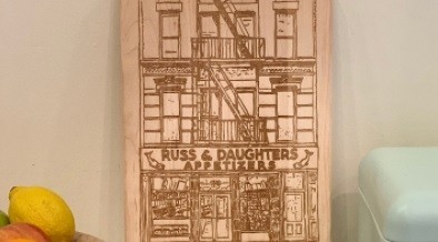 Engraved Serving Board with Russ & Daughters Storefront Art