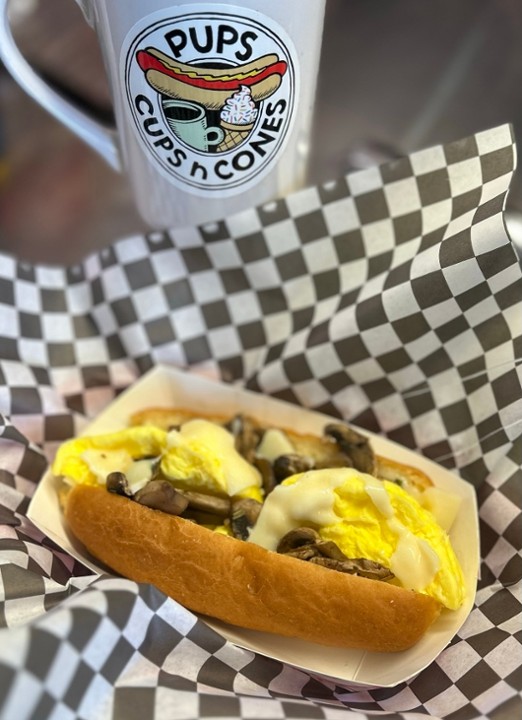 Mushroom Egg and Swiss Breakfast Sandwich