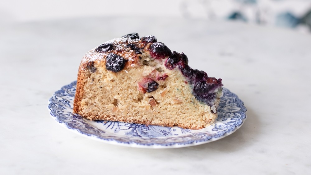 vegan blueberry cranberry almond cake