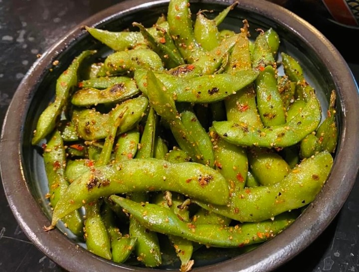 Spicy garlic Edamame