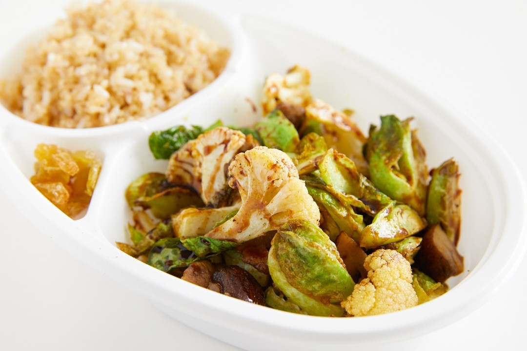 Deep Fried Brussels with multi-grain rice