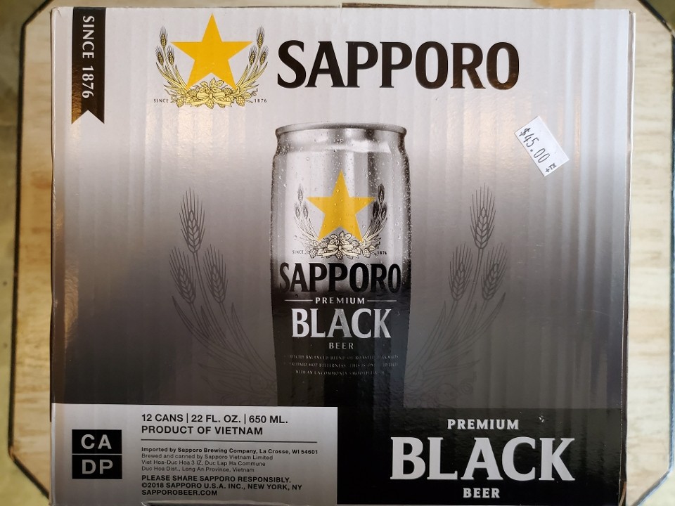 F6 Sapporo Premium Black Beer  12 case