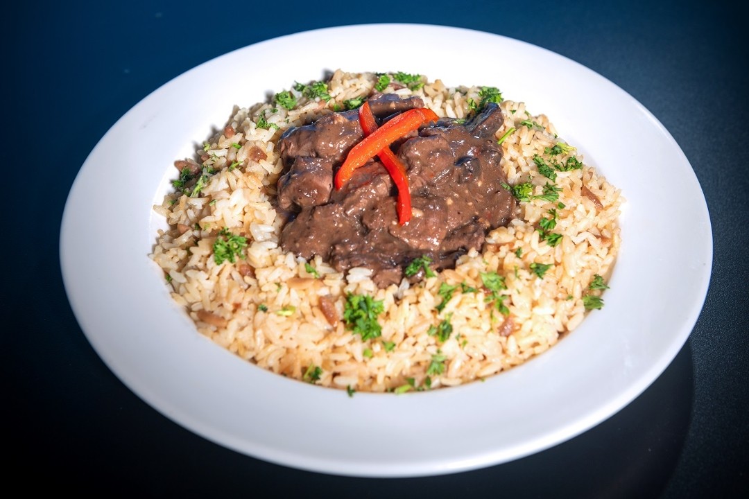 Beef Tips Over Rice