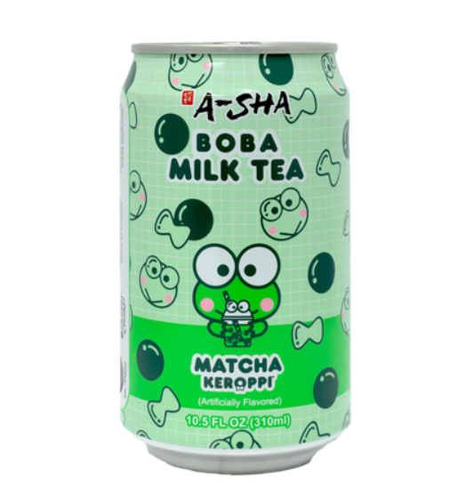 A-Sha Keroppi Matcha Boba Milk Tea 10.5 oz