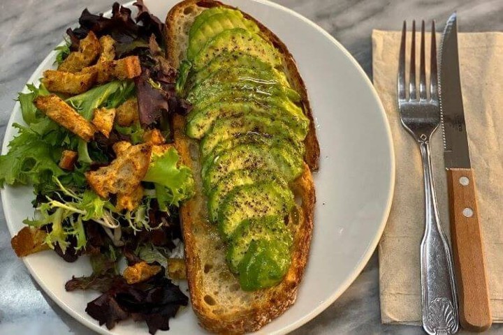Avocado Toast & Baby Greens Salad
