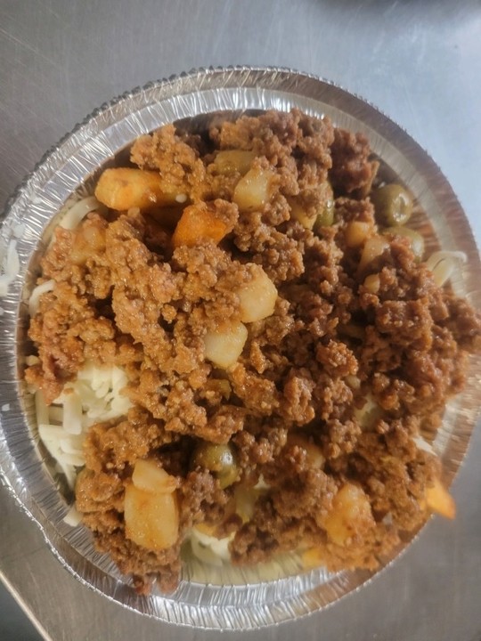 Picadillo over Fries with Cheese