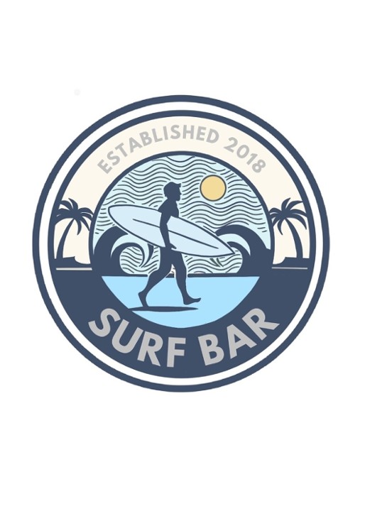 Man Holding Surf Board Surf Bar (Circle)