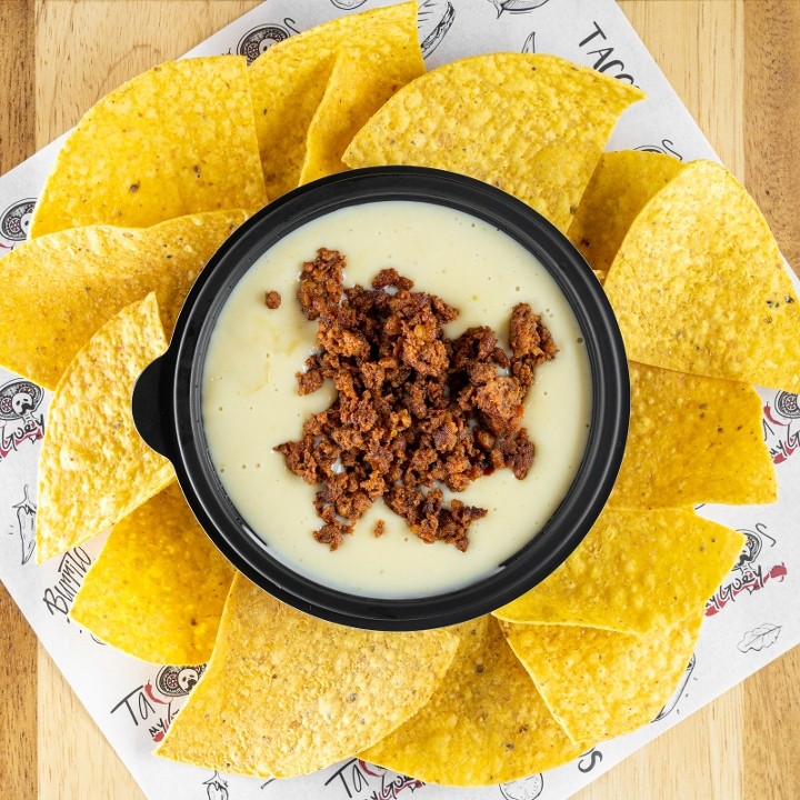 CHORIZO QUESO DIP AND CHIPS