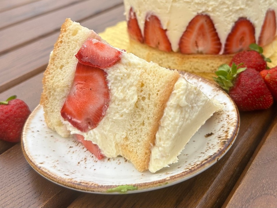 Slice of Strawberries & Cream Cake