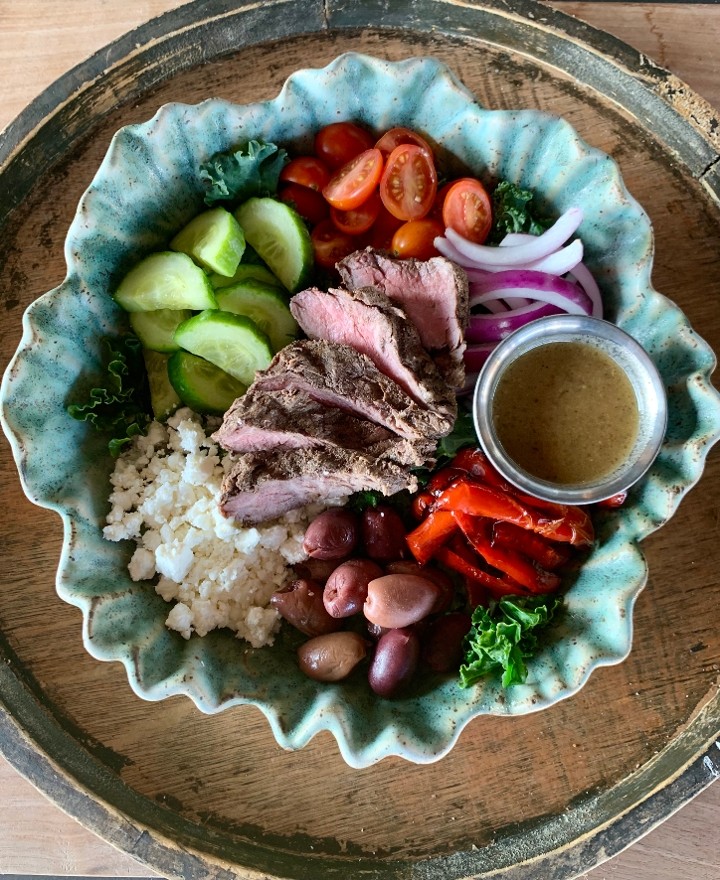 Kale Greek Salad with Beef Tenderloin (GF)