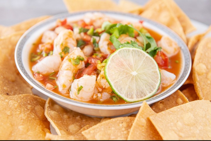 Fresh Srimp Ceviche with Chips